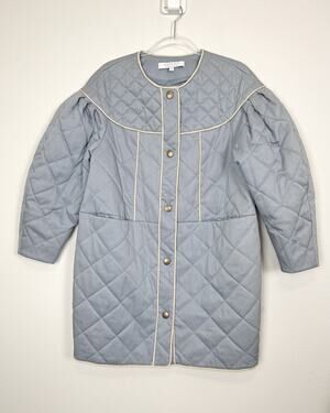 Hunter Bell Quilted Browning Coat Jacket Dusty Blue Country Boho Chic S